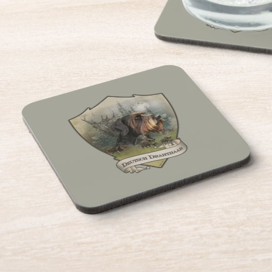 Deutsches Drahthaar Pointer, Boarenjagd Getränkeuntersetzer (Linke Seite)