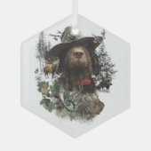 Deutsches Drahthaar Pointer, Boarenjagd Ornament Aus Glas (Vorderseite)