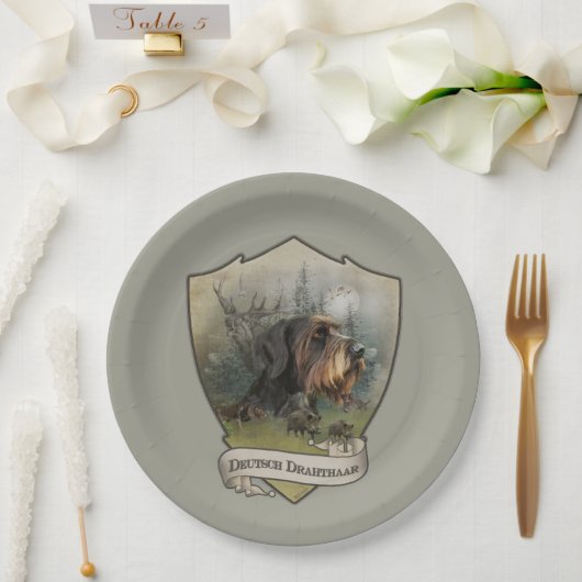 Deutsches Drahthaar Pointer, Boarenjagd Pappteller (Hochzeit)
