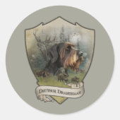 Deutsches Drahthaar Pointer, Boarenjagd Runder Aufkleber (Vorderseite)