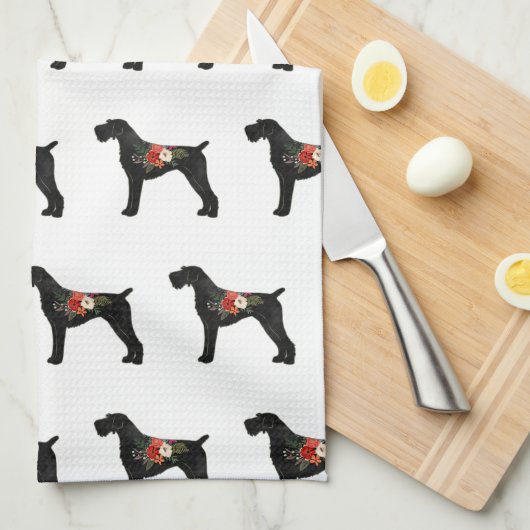 Deutsches Drahthaar Pointer Boho Silhouette Geschirrtuch (Viertel Falte)