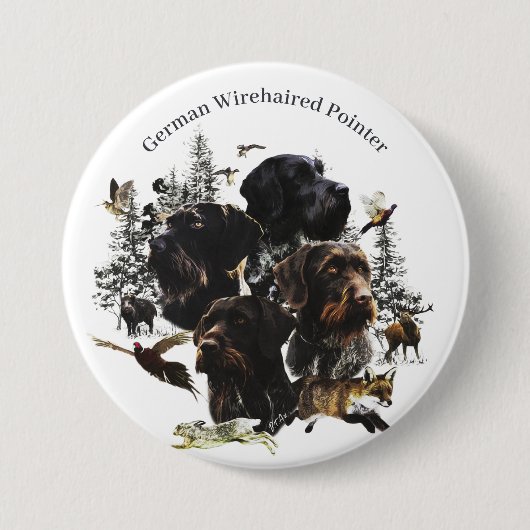 Deutsches Drahthaar Pointer Button (Vorderseite)