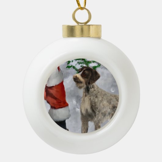 Deutsches Drahthaar Pointer Christmas Keramik Kugel-Ornament (Vorderseite)