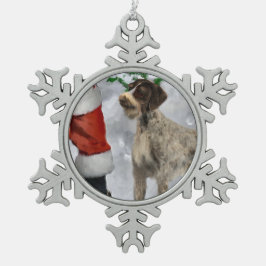 Deutsches Drahthaar Pointer Christmas Schneeflocken Zinn-Ornament