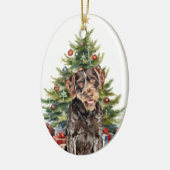 Deutsches Drahthaar Pointer Dog Weihnachten Keramik Ornament (Links)