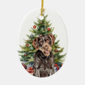 Deutsches Drahthaar Pointer Dog Weihnachten Keramik Ornament (Vorne)