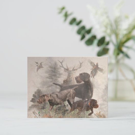 Deutsches Drahthaar Pointer Feiertagspostkarte (Stehend Vorderseite)