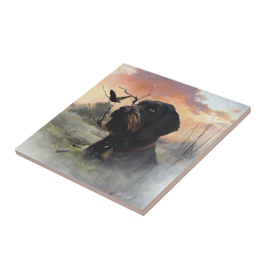 Deutsches Drahthaar Pointer Fliese (Seite)