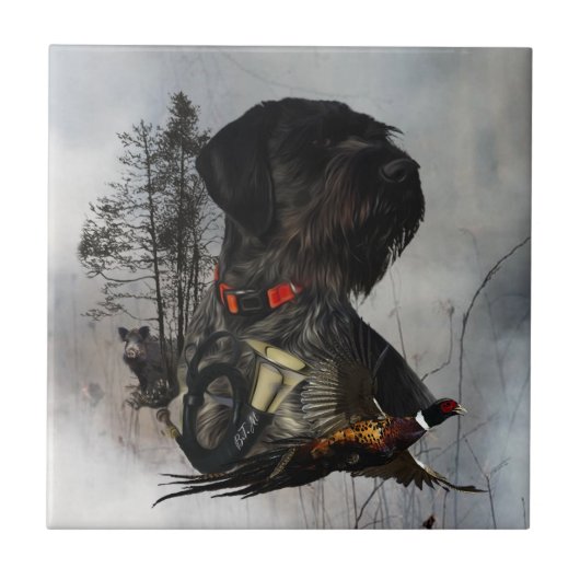 Deutsches Drahthaar Pointer Fliese (Vorderseite)