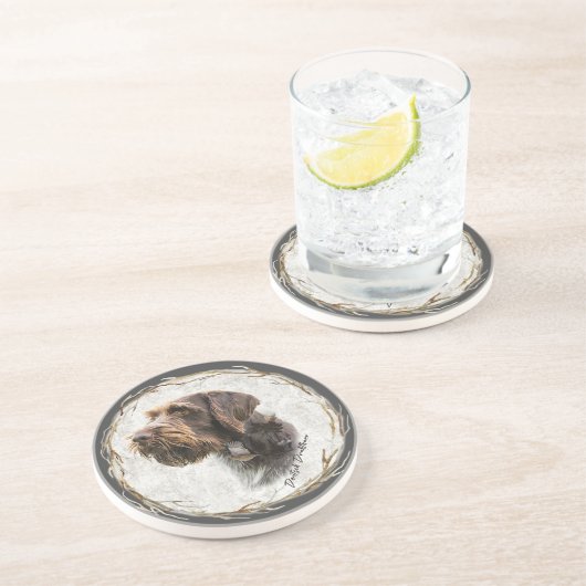 Deutsches Drahthaar Pointer Getränkeuntersetzer (Seite)