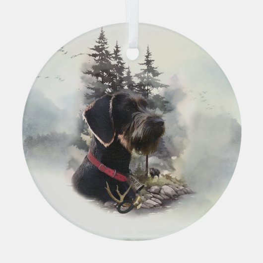 Deutsches Drahthaar Pointer, GWP Ornament Aus Glas (Rückseite)