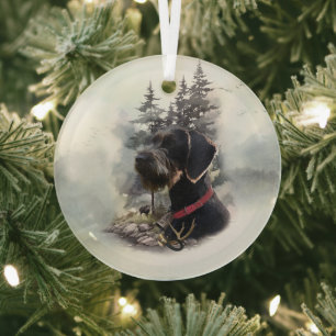 Deutsches Drahthaar Pointer, GWP Ornament Aus Glas