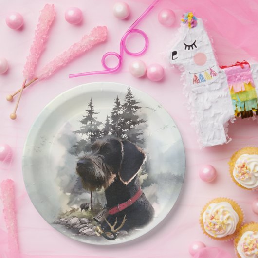 Deutsches Drahthaar Pointer, GWP Pappteller (Party)