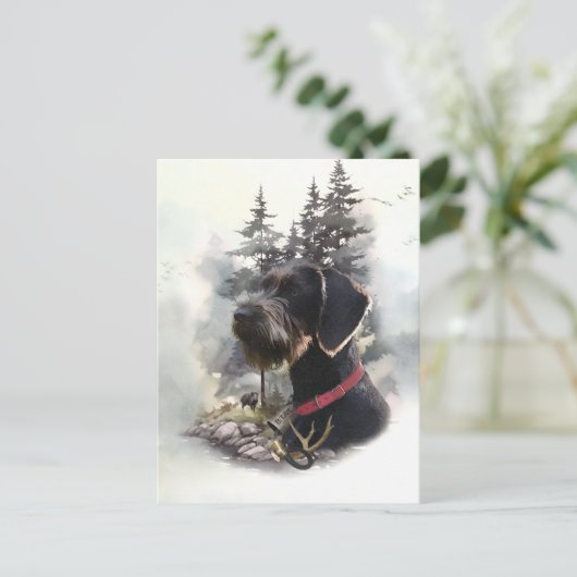Deutsches Drahthaar Pointer, GWP Postkarte (Stehend Vorderseite)