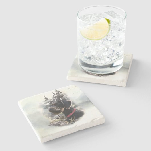 Deutsches Drahthaar Pointer, GWP Steinuntersetzer (Seitenansicht)