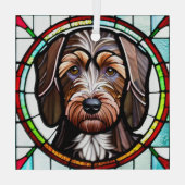 Deutsches Drahthaar Pointer "Hartglas" Ornament Aus Glas (Rückseite)