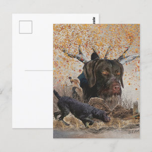 Deutsches Drahthaar Pointer, Herbstjagd Postkarte