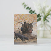 Deutsches Drahthaar Pointer, Herbstjagd Postkarte (Stehend Vorderseite)