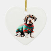 Deutsches Drahthaar Pointer in Weihnachts-Sweater Keramik Ornament (Vorne)