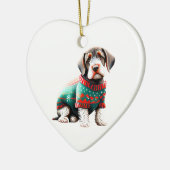 Deutsches Drahthaar Pointer in Weihnachts-Sweater Keramik Ornament (Links)