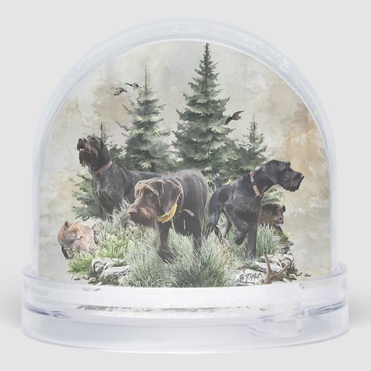 Deutsches Drahthaar Pointer, Jagd Schneekugeln (Rückseite)