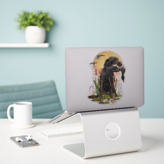 Deutsches Drahthaar Pointer jagen Entensticker Aufkleber (Laptop auf Schreibtisch)