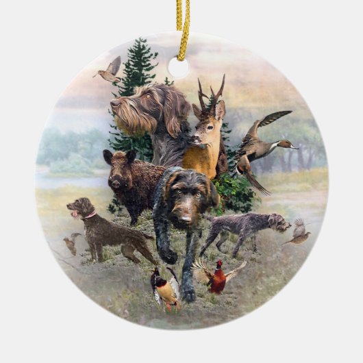 Deutsches Drahthaar Pointer Keramik Ornament (Vorne)