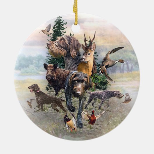 Deutsches Drahthaar Pointer Keramik Ornament (Hinten)