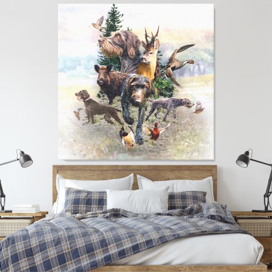 Deutsches Drahthaar Pointer Leinwanddruck (Insitu (Schlafzimmer))