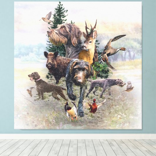 Deutsches Drahthaar Pointer Leinwanddruck (Insitu (Holzboden))