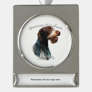 Deutsches Drahthaar Pointer Mama 2 Banner-Ornament Silber