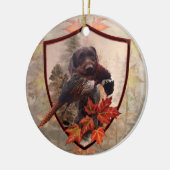 Deutsches Drahthaar Pointer mit Fasan der Jagd Keramik Ornament (Links)