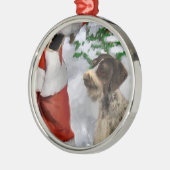 Deutsches Drahthaar Pointer mit Weihnachten Ornament Aus Metall (Links)