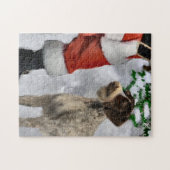 Deutsches Drahthaar Pointer mit Weihnachten Puzzle (Horizontal)