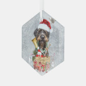 Deutsches Drahthaar Pointer Ornament Aus Glas (Vorderseite Links)