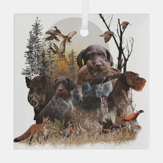 Deutsches Drahthaar Pointer Ornament Aus Glas (Rückseite)