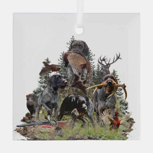 Deutsches Drahthaar Pointer Ornament Aus Glas (Rückseite)