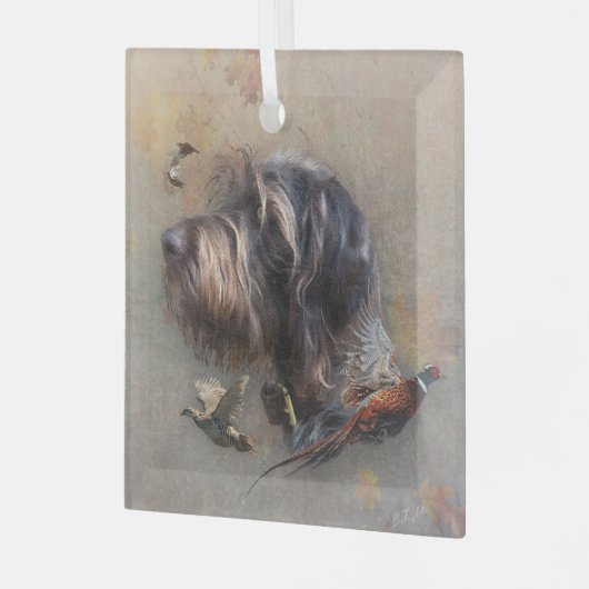 Deutsches Drahthaar Pointer Ornament Aus Glas (Vorderseite links)