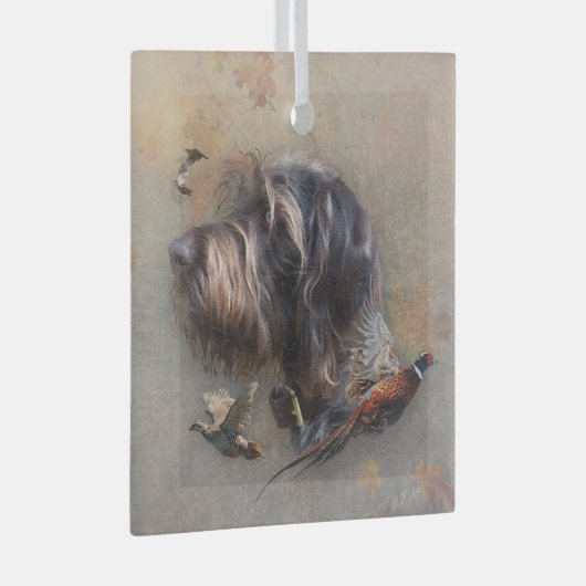 Deutsches Drahthaar Pointer Ornament Aus Glas (Vorderseite Rechts)