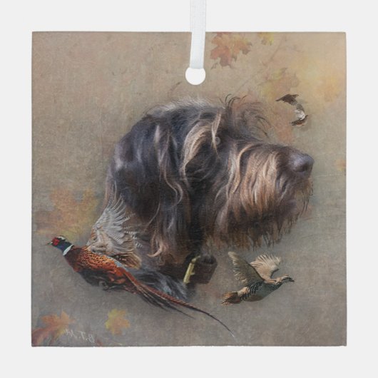 Deutsches Drahthaar Pointer Ornament Aus Glas (Rückseite)