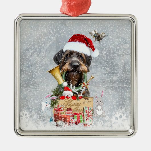 Deutsches Drahthaar Pointer Ornament Aus Metall (Vorne)