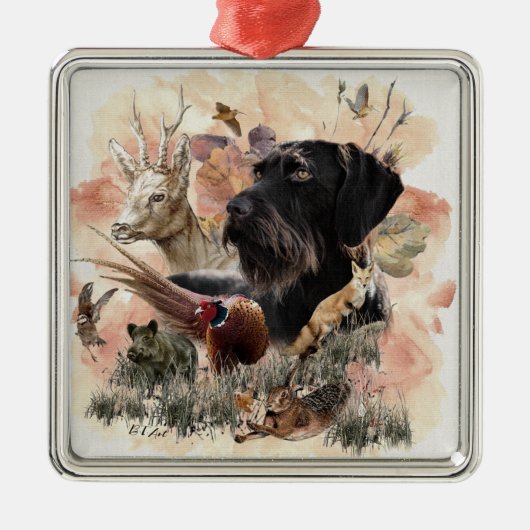 Deutsches Drahthaar Pointer Ornament Aus Metall (Vorne)