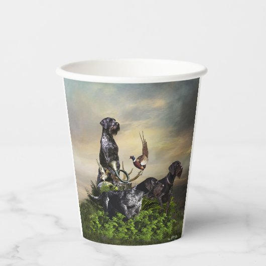 Deutsches Drahthaar Pointer Pappbecher (Vorderseite)