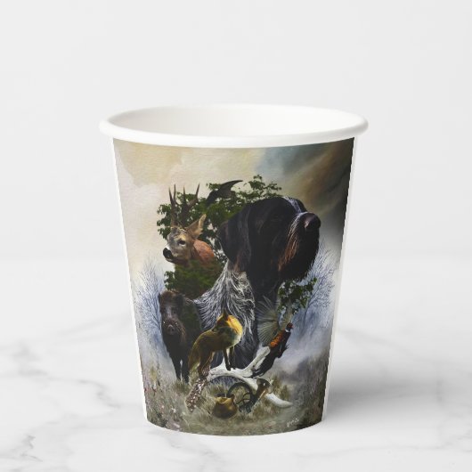 Deutsches Drahthaar Pointer Pappbecher (Vorderseite)