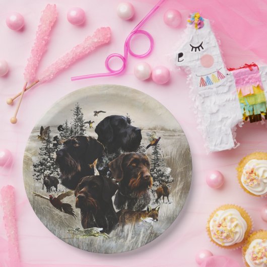 Deutsches Drahthaar Pointer Pappteller (Party)