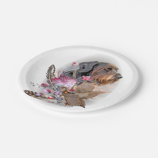 Deutsches Drahthaar Pointer Pappteller (Schrägansicht)