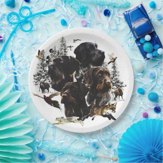 Deutsches Drahthaar Pointer Pappteller (Party)