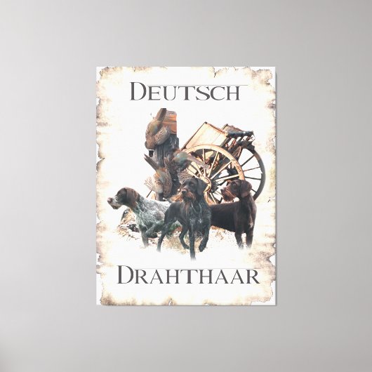 Deutsches Drahthaar Pointer Pedestale Schildkröte Leinwanddruck (Vorderseite)