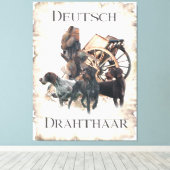 Deutsches Drahthaar Pointer Pedestale Schildkröte Leinwanddruck (Insitu (Holzboden))