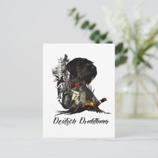 Deutsches Drahthaar Pointer Postkarte (Stehend Vorderseite)